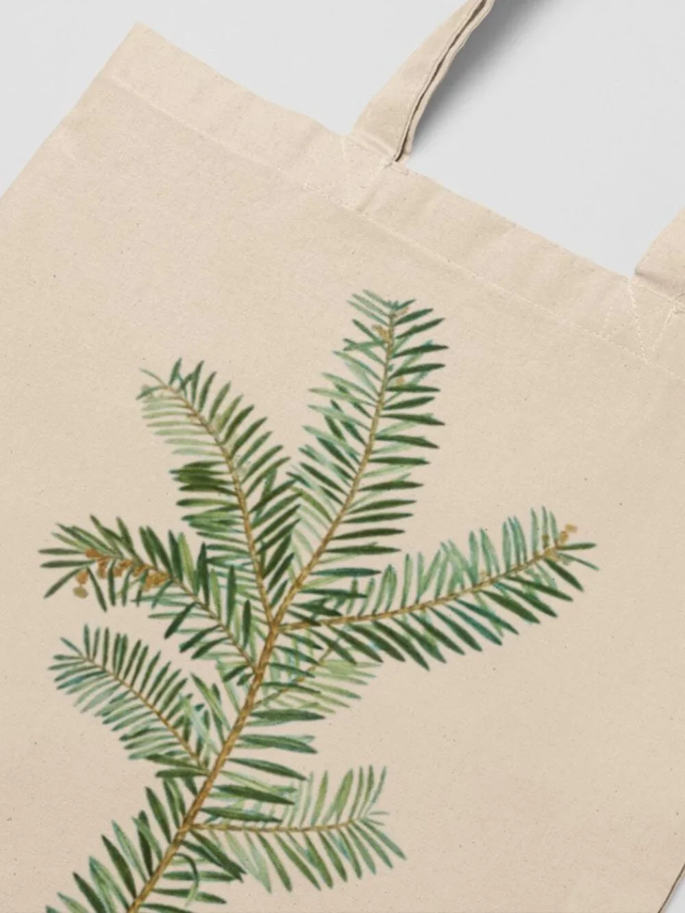English Yew Vintage Botanical Print Graphic Canvas Tote Bag
